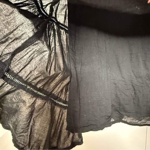 Free People - Pablo Dress - mini 3/4 sleeves, ruffles, embroidery. Black small - Picture 5 of 12